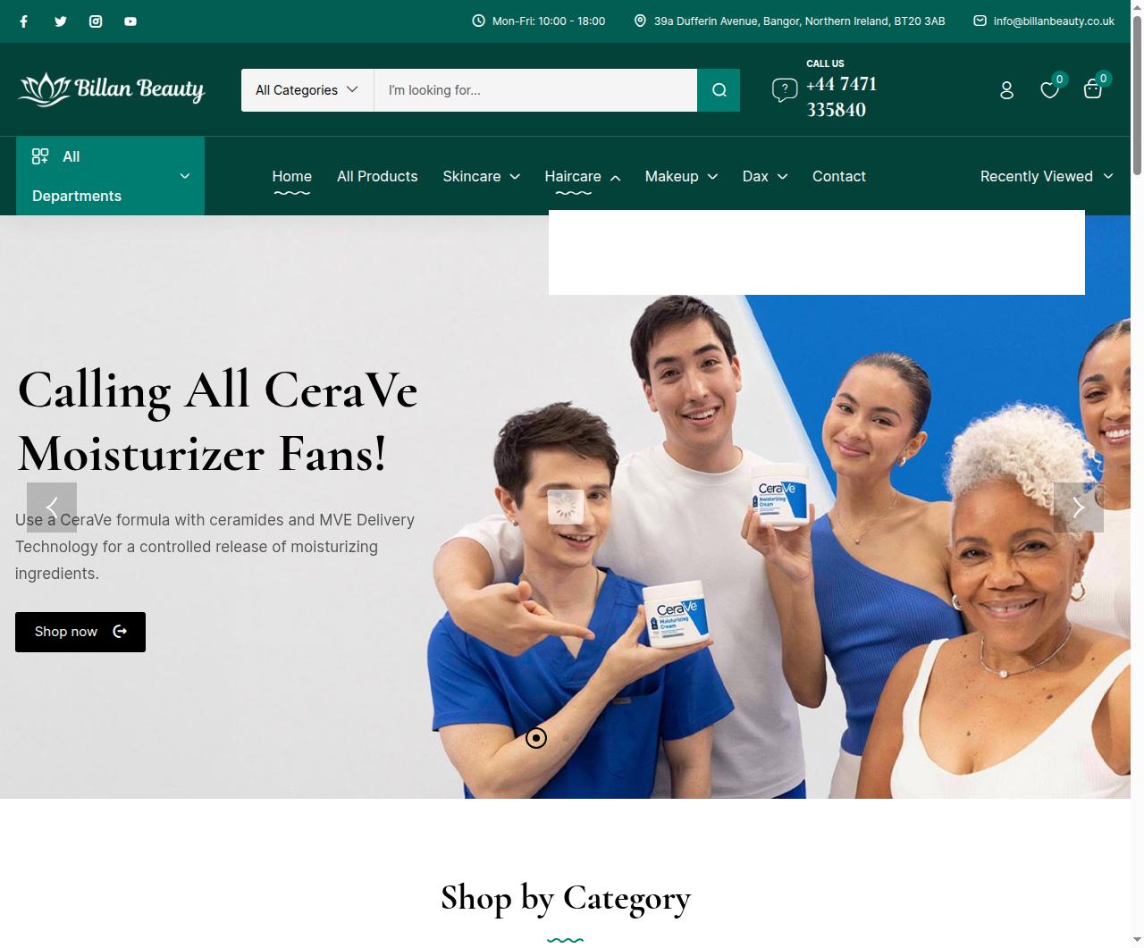 Screenshot of the Billan Beauty project