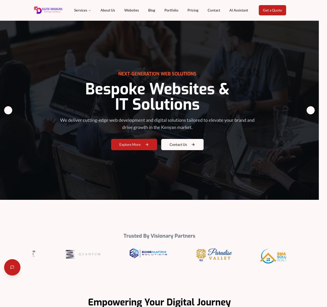 Screenshot of the Elite Designs Kenya project