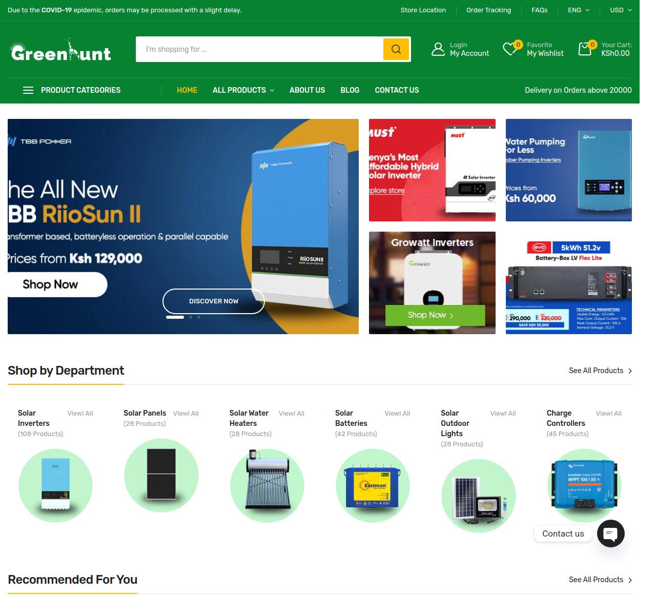 Screenshot of the Greenhunt Energy project