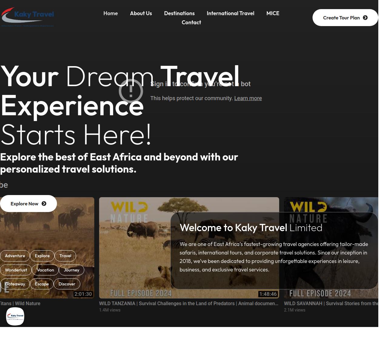 Screenshot of the Kaky Travel project