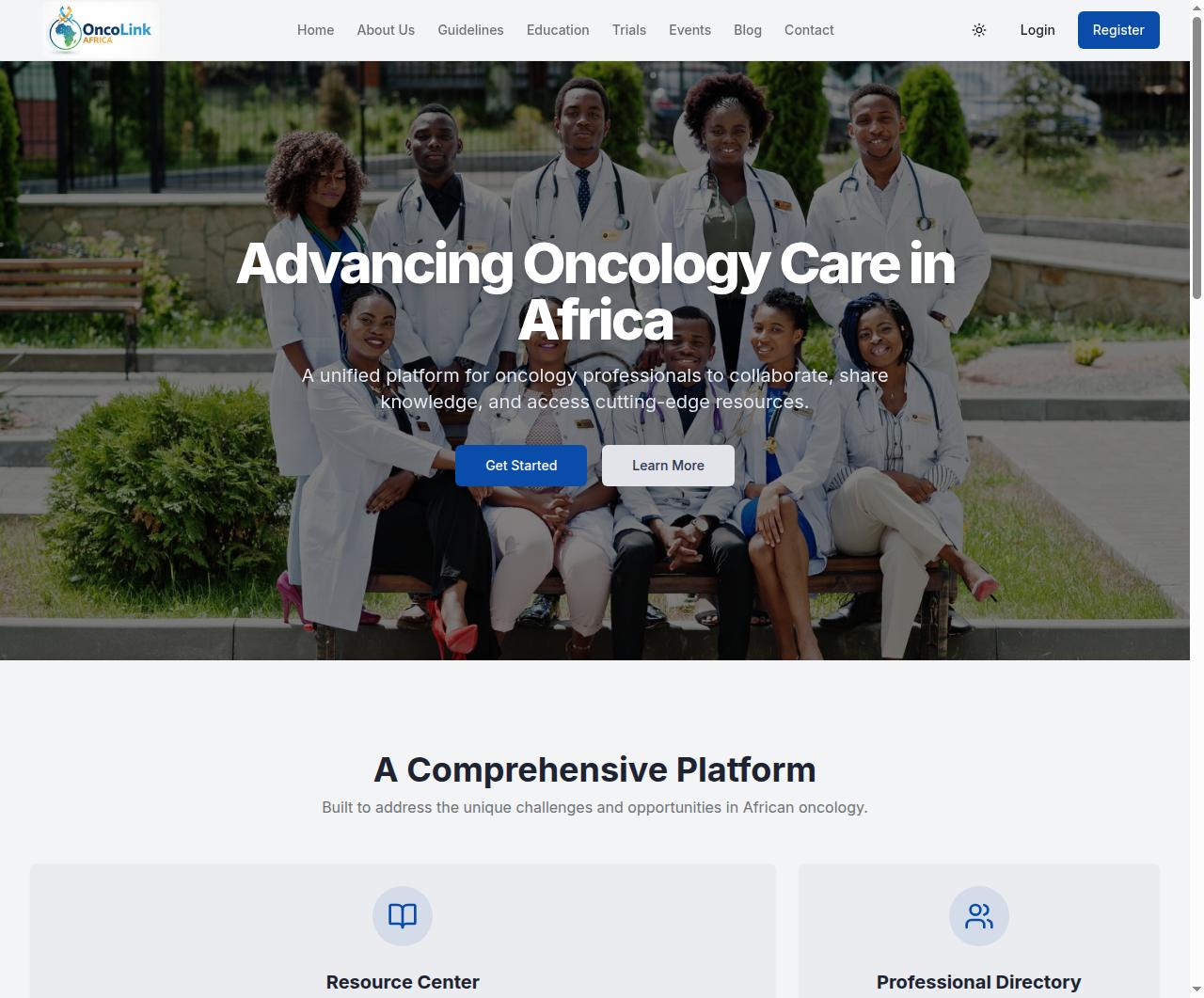 Screenshot of the Oncolink project