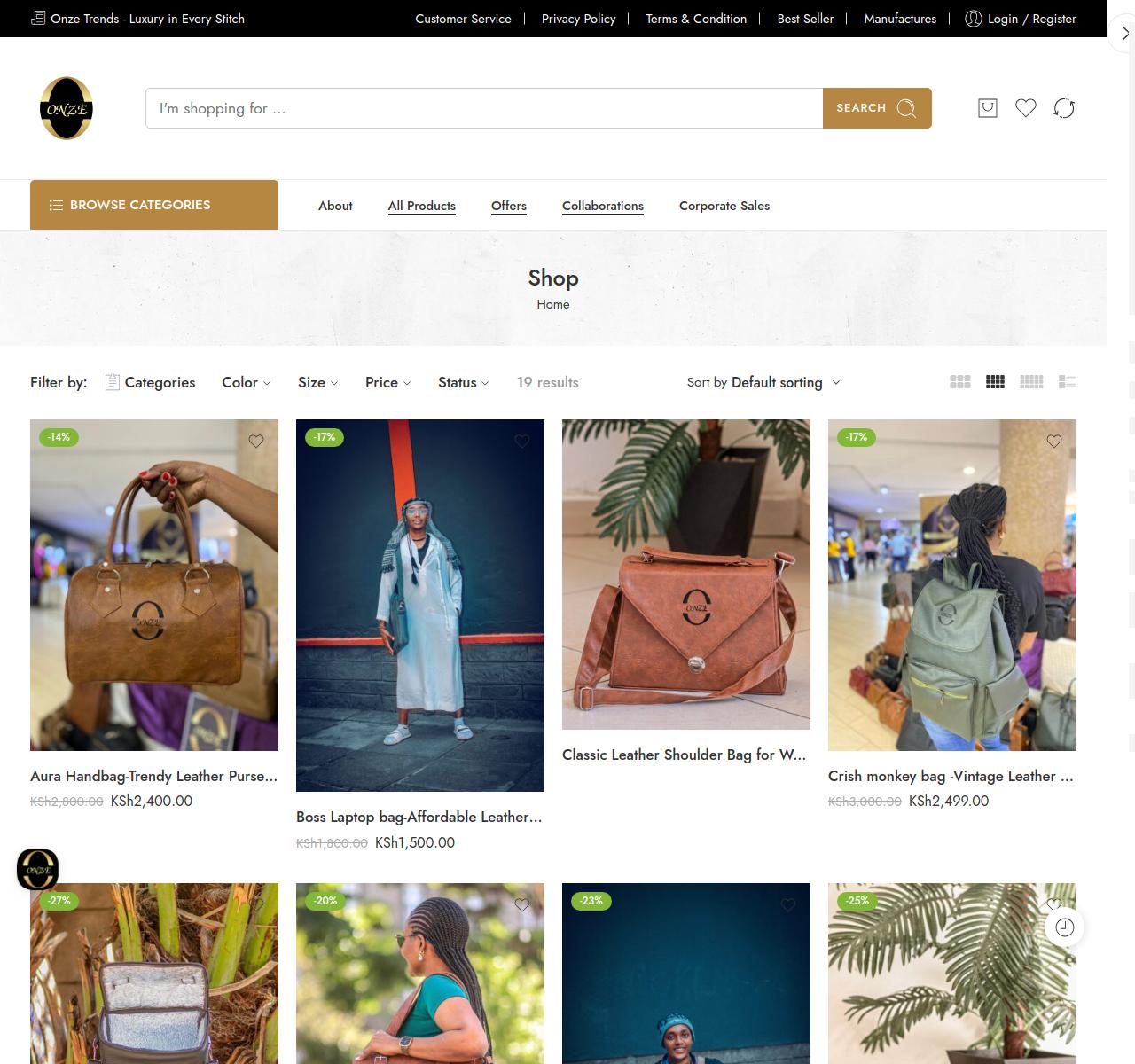 Screenshot of the Onzetrends project