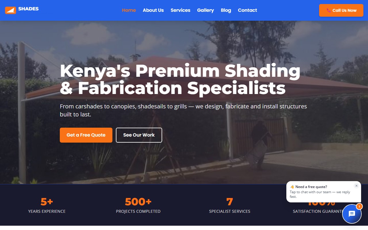 Hero image for Shades & Fabrication Kenya